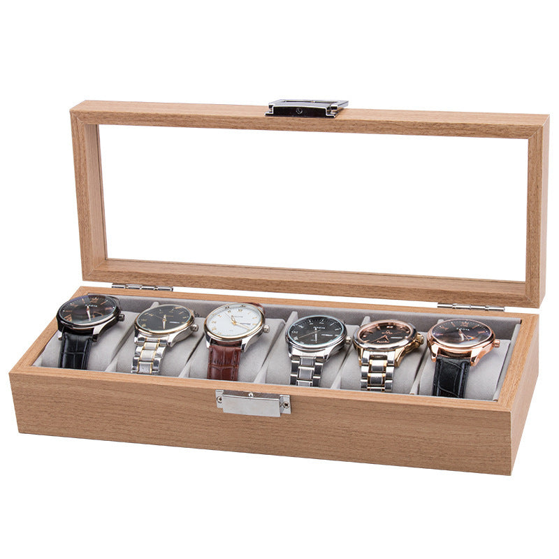 Spot Wholesale Rosewood Pattern Wood 6-digit Watch Storage Display Box 6-piece Watch Packaging Box Wood - Nyaabs