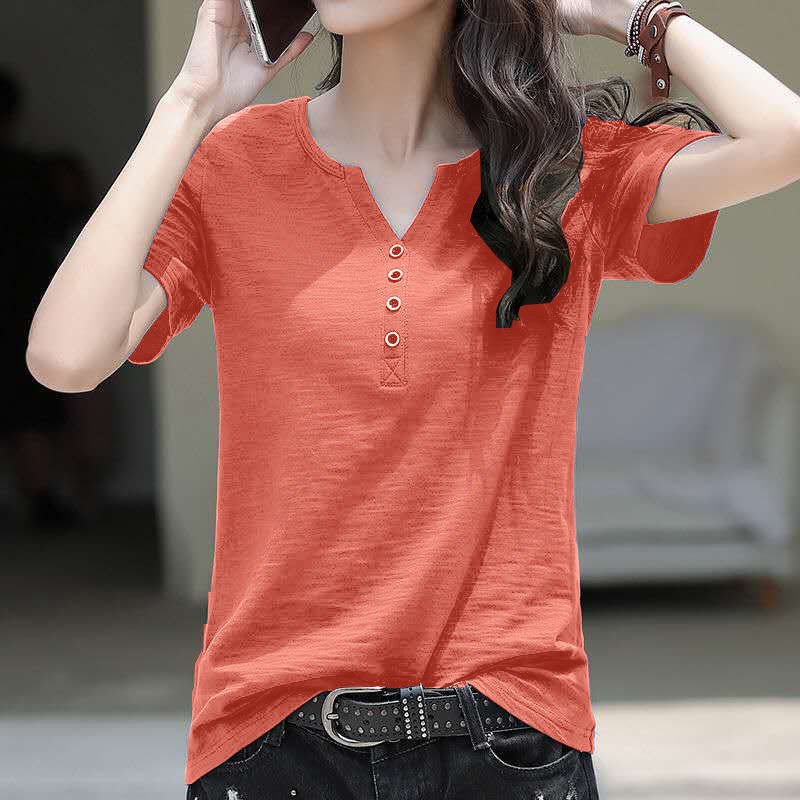 Women's Cotton Short-sleeved T-shirt Loose Bottoming Shirt - Nyaabs