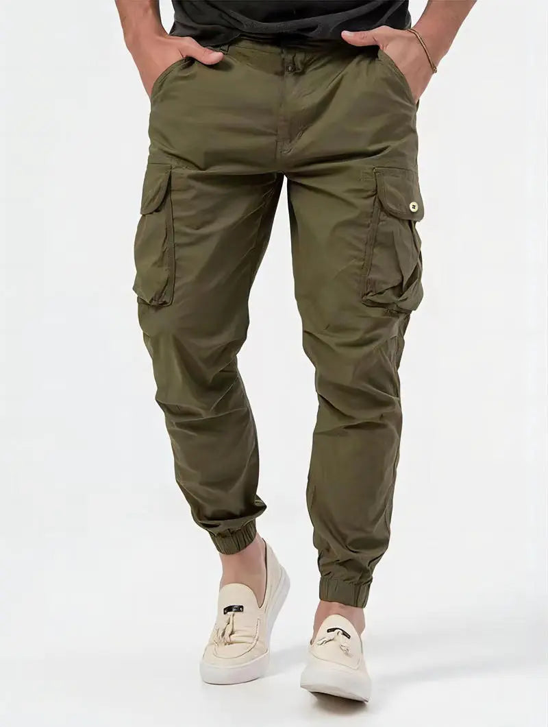 Men's Cargo Trousers With Three-dimensional Pockets Solid Color Casual Pants - Nyaabs