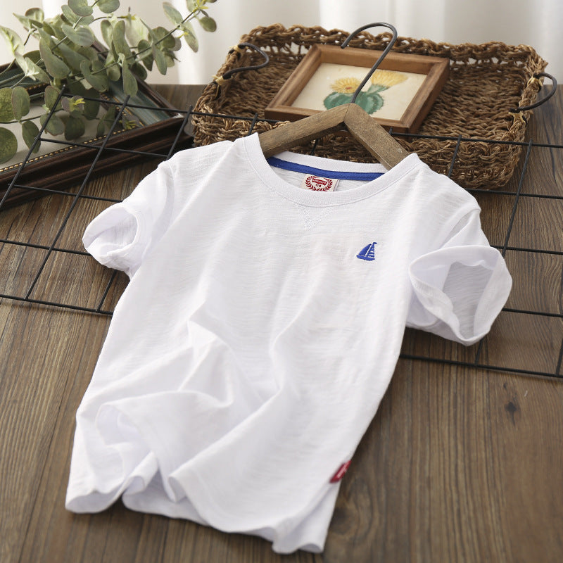 Fashion Simple Boy Half Sleeve Thin T-shirt - Nyaabs