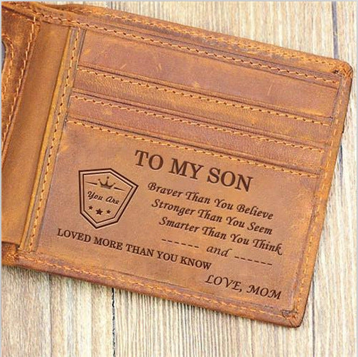 Men's Leather Laser Carving Letter Wallet - Nyaabs