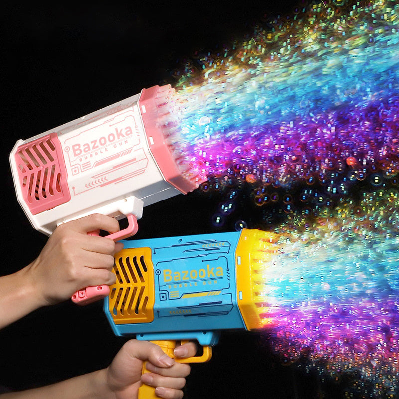 Bubble Gun Rocket 69 Holes Soap Bubbles Machine Gun Shape Automatic Blower With Light Toys For Kids Pomperos - Nyaabs