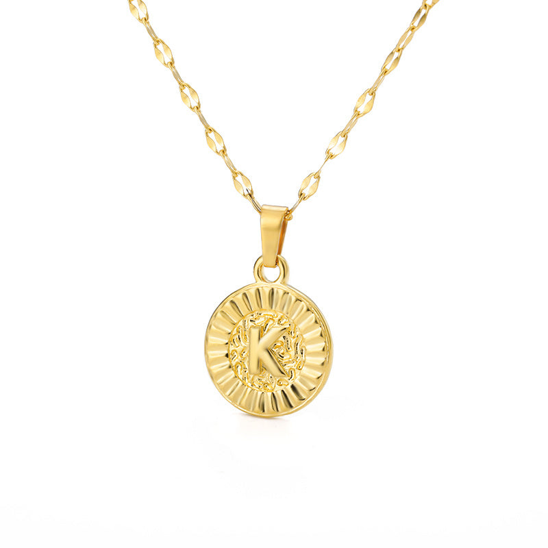 English Alphabet Disc Necklace Women And Men - Nyaabs