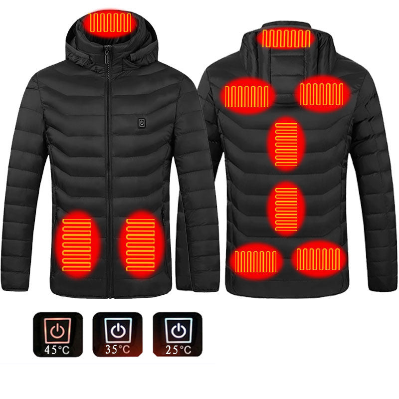 Men Heated Puffer Jacket Electric Heating Coat Insulated Hood Windbreaker 9Heat Zones - Nyaabs