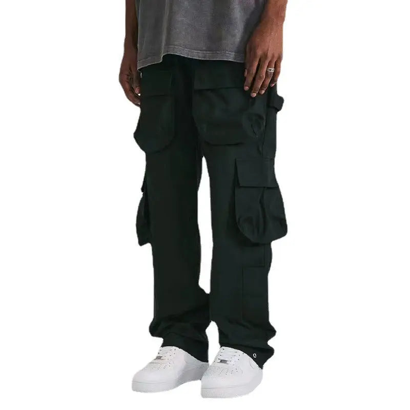 American Style Tooling High Waist Loose Straight Trousers - Nyaabs