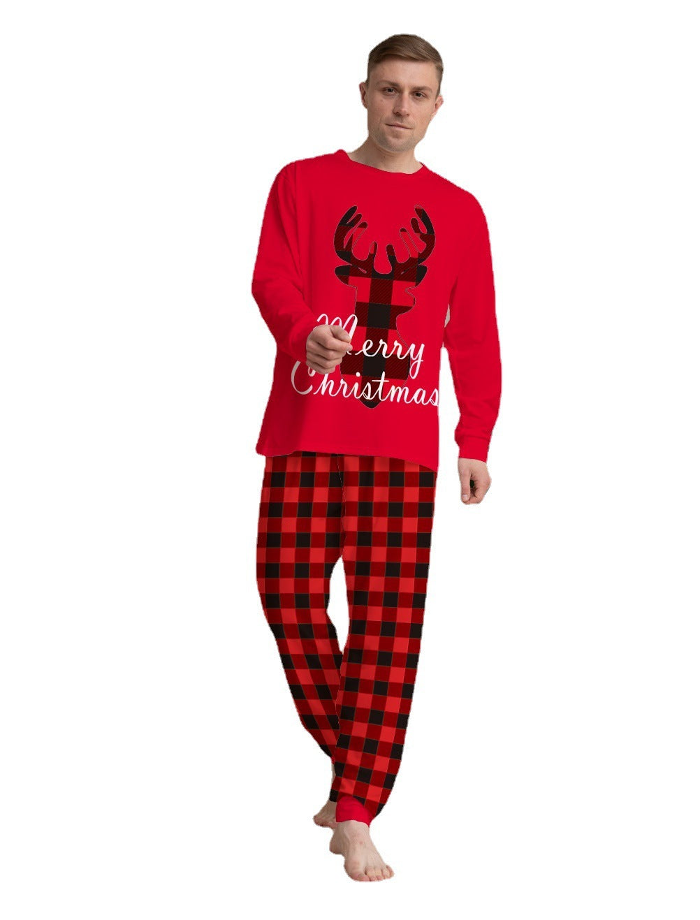 Christmas Family Matching Pajamas Set Christmas Holiday PJs Elk Top Pants Set Pajamas For Family Mom Dad Kids Baby - Nyaabs