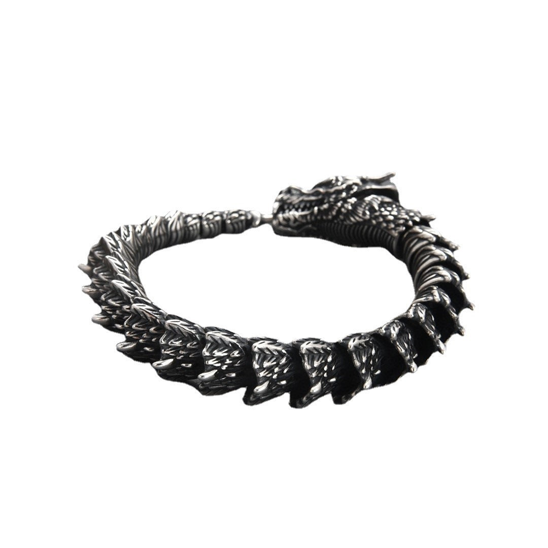 Handmade Retro Domineering Dragon Head Bracelet Men - Nyaabs