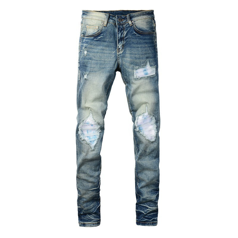 Ripped Color Patch Jeans Retro - Nyaabs