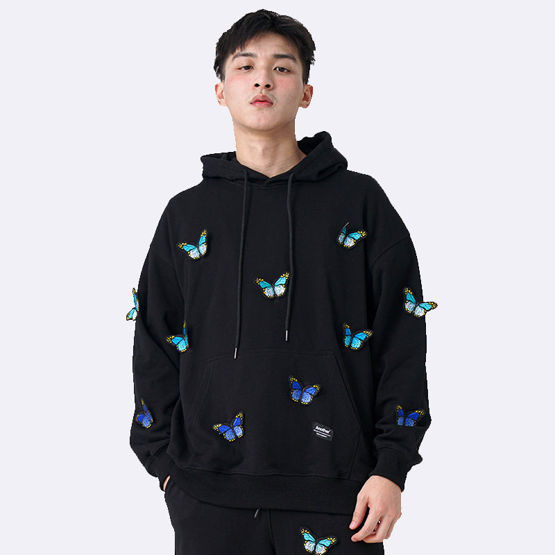 Gradient Butterfly Embroidered Hoodie For Men And Women - Nyaabs