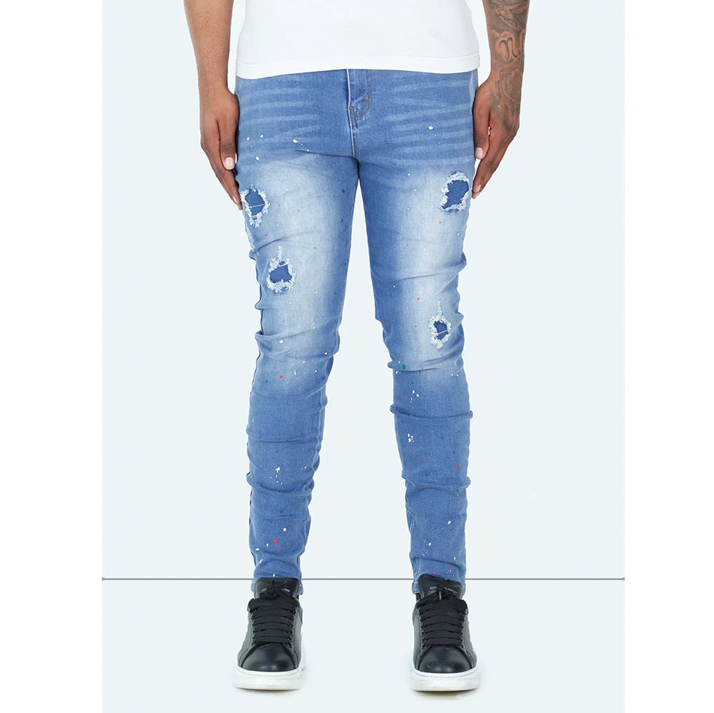 Fashion Trendy Splash-ink Skinny Men's Jeans - Nyaabs