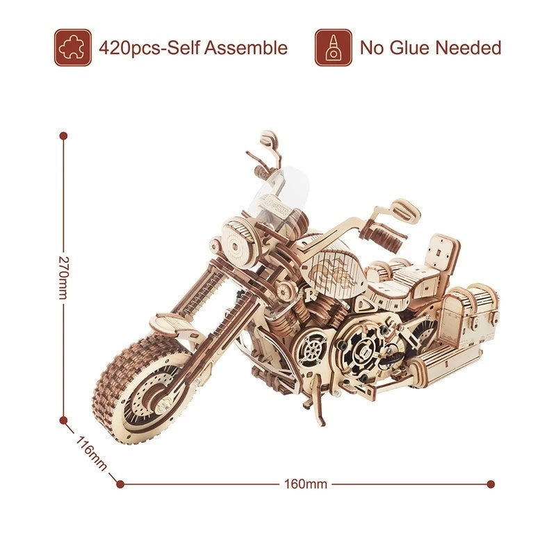 Robotime Rokr Cruiser Motorcycle DIY Wooden Model 420 Pcs Building Block Kits Funny Toys Gifts For Children Adults Dropshipping My Store