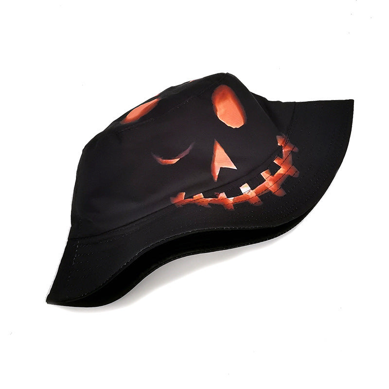 Halloween Hats Creative Cartoon Pumpkin Grimace Printed Sun-shade Fisherman Hat - Nyaabs