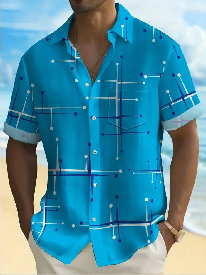 Fashion Printed Shirt Men's Clothing Print Lapel Short Sleeve nyaabs.com