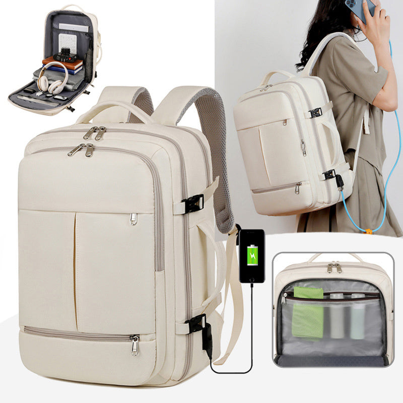 Large Capacity Backpack For Women Men Multiple Pockets And Zippers Versatile Computer Bags Business Travel Backpack - Nyaabs