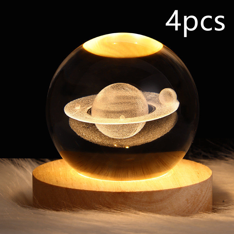 LED Night Light Galaxy Crystal Ball Table Lamp 3D Planet Moon Lamp Bedroom Home Decor For Kids Party Children Birthday Gifts nyaabs.com