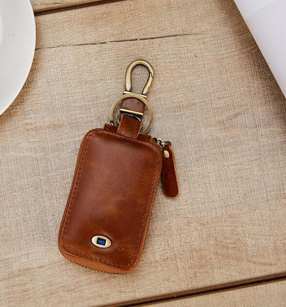 Men's Top Cowhide Car Key Bag Vintage Leather - Nyaabs