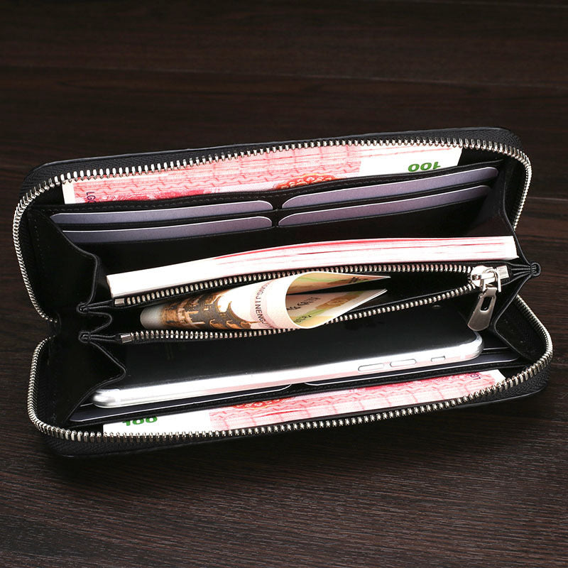 Skin Bone Leather Wallet Men's Long Hand - Nyaabs