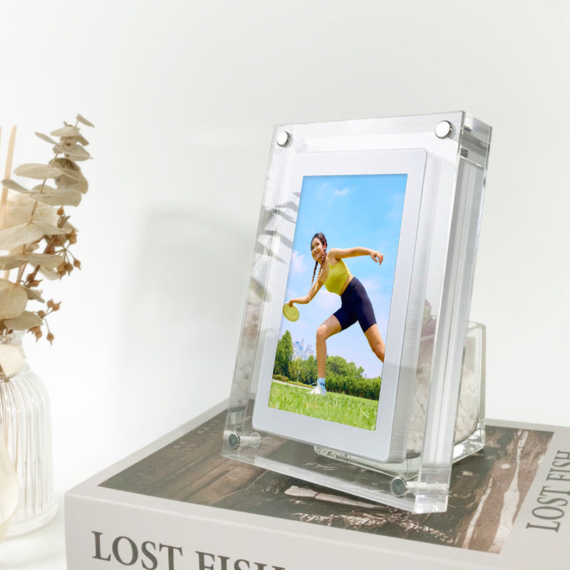 Digital Picture Frame Acrylic Video Player Digital Photo Frame Vertical Display With 1GB And Battery Type C Video Frame Gift For Loved - Nyaabs