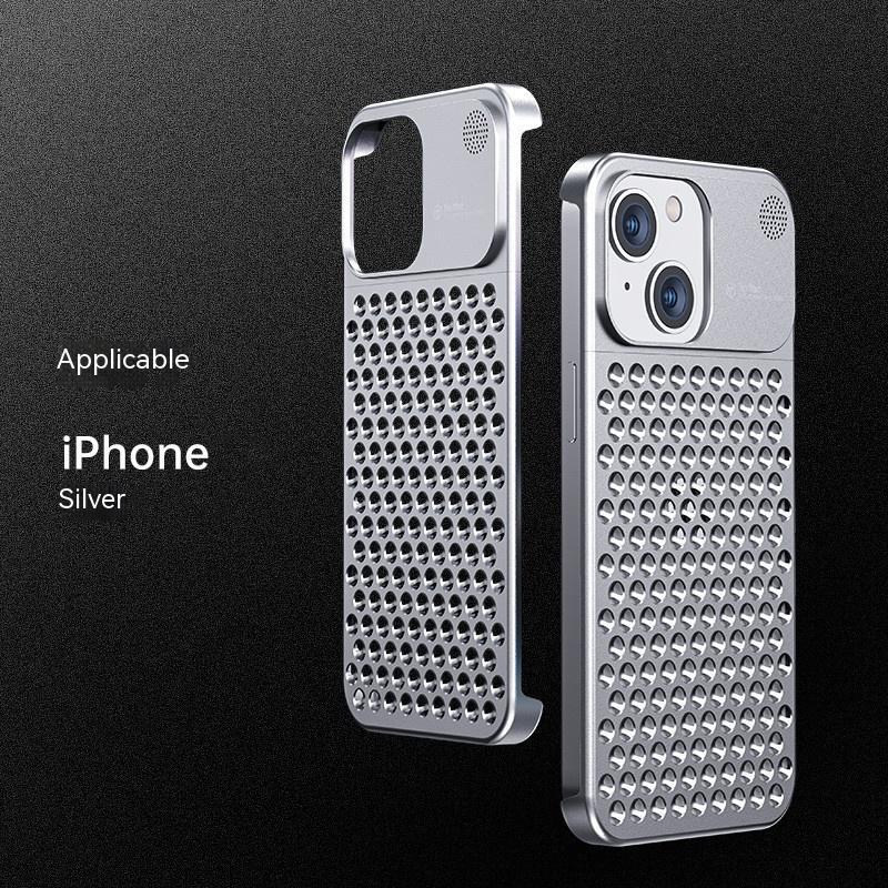 Aluminum Alloy Phone Case For 14 13 Pro Max Plus Hollow Heat Dissipation Anti-fall Full Body Shockproof Phone Cove - Nyaabs