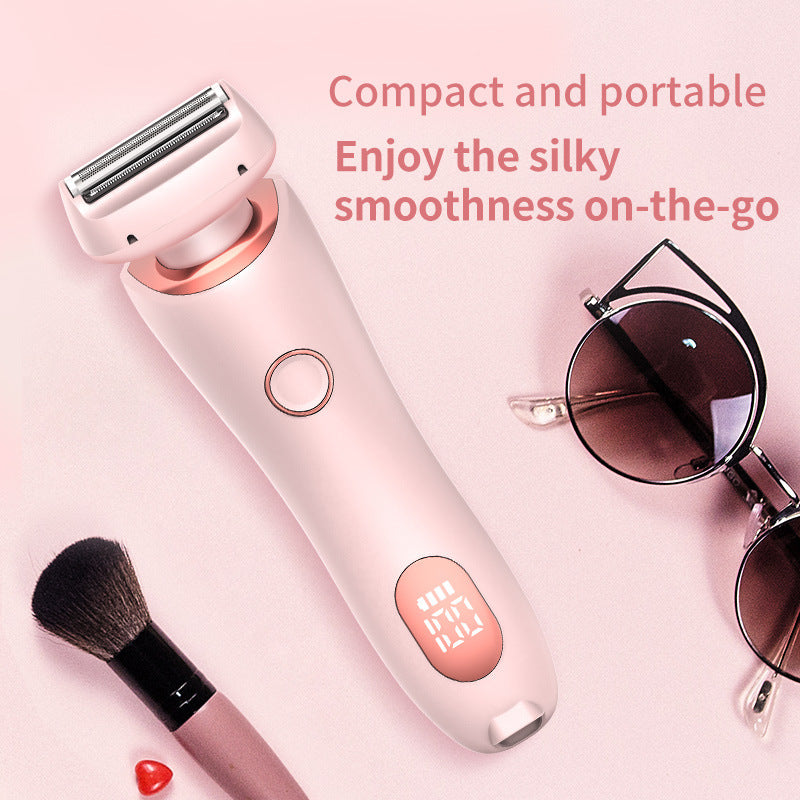 2 In 1 Hair Removal Epilator USB Rechargeable Trimmer Women Body Razor Face Leg Armpit Bikini Hand Pubic Shaver Hair Remover - Nyaabs