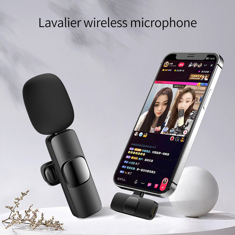 Wireless Lavalier Microphone Portable Audio Video Recording Mini Mic For I Phone Android Long Battery Life Live Broadcast Gaming - Nyaabs