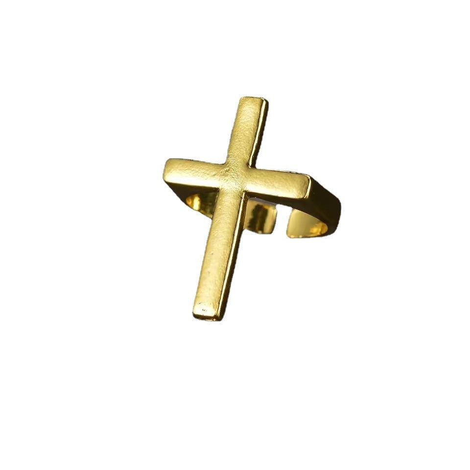 Black Cross Ring Men Punk Ring - Nyaabs