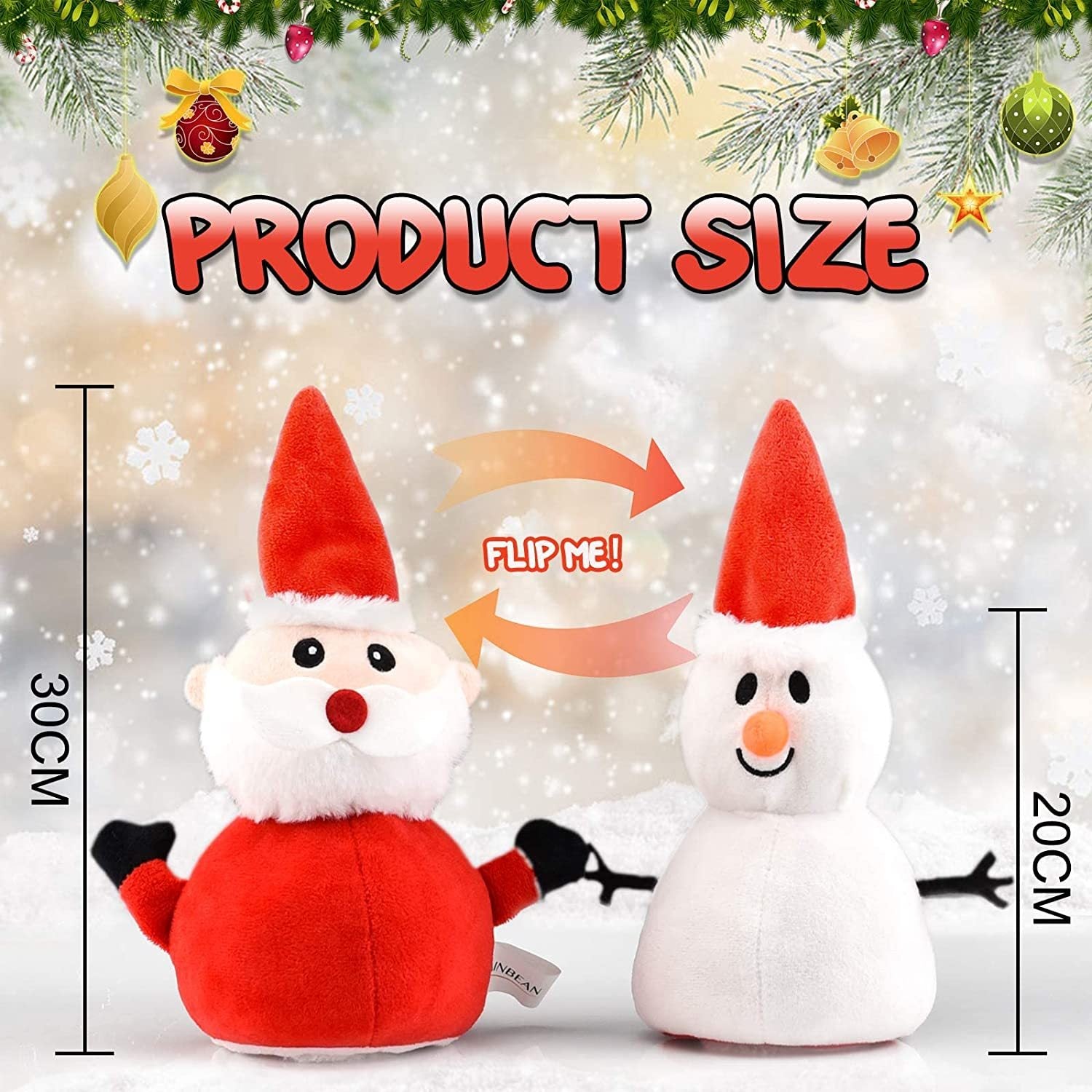 Santa Plush Snowman Plush Toy Reversible Christmas Santa Claus Double Side Stuffed Plushie Soft Doll New Year Birthday Gift for Kids Amazon Platform Banned - Nyaabs