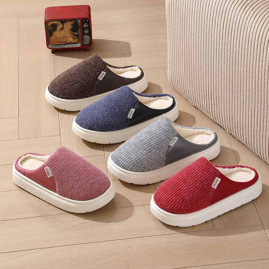 Winter Warm Plush Home Slippers Lightweight Thick Bottom Silent Non-slip Floor Bedroom Slippers Couple House Shoes Women Men - Nyaabs