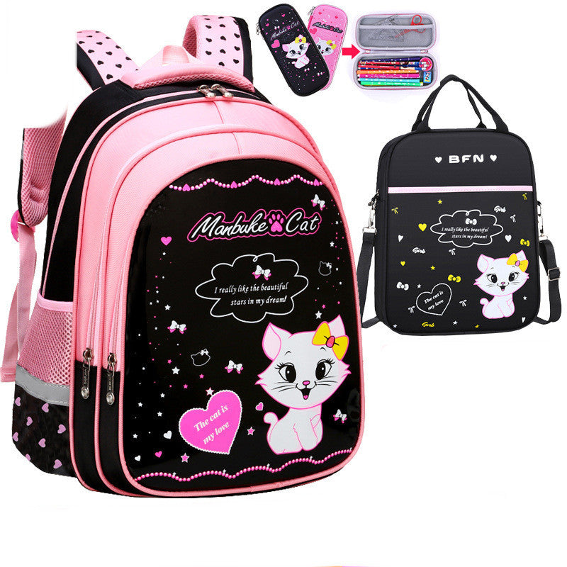 Kids School Cute Cat Print Backpack - Nyaabs