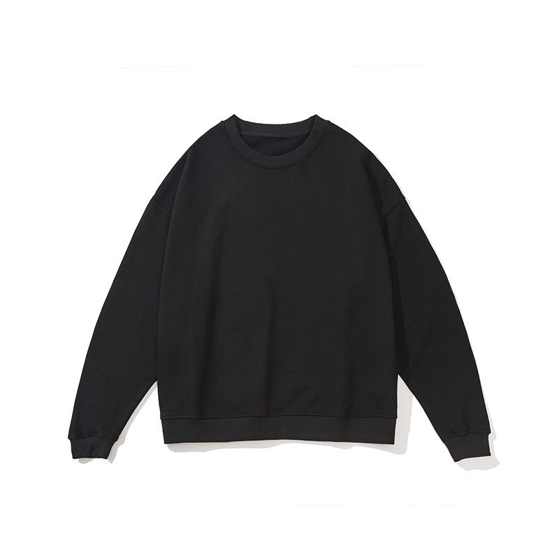 380g Terry Cotton Round Neck Sweater Loose European And American Retro FOG Color Matching - Nyaabs