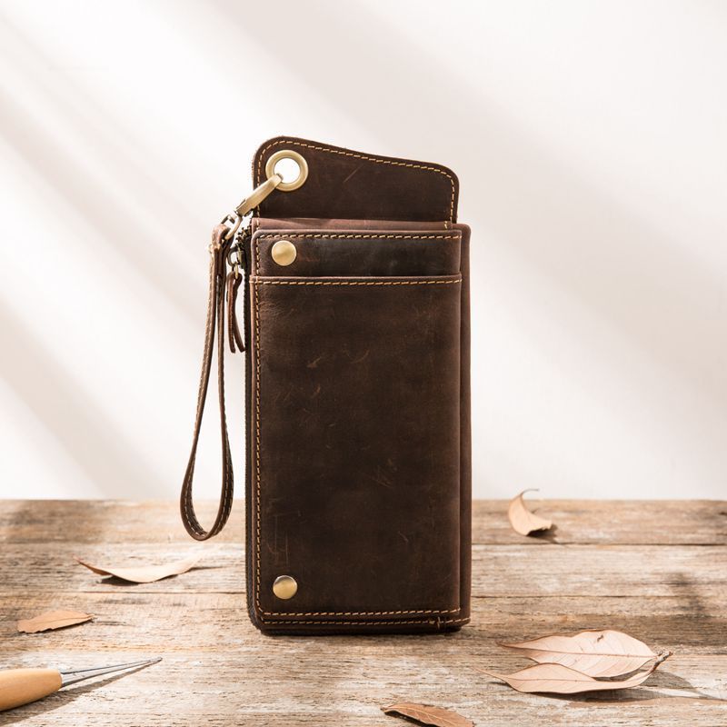 Genuine Leather Large Capacity Zipper Phone Bag - Nyaabs