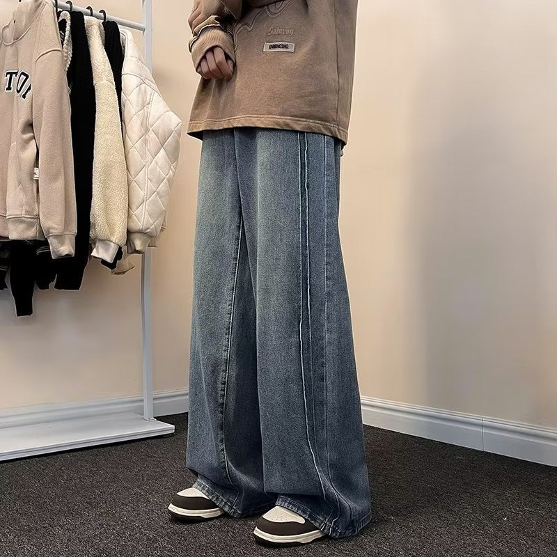 American Retro Distressed Straight Pants Trendy - Nyaabs