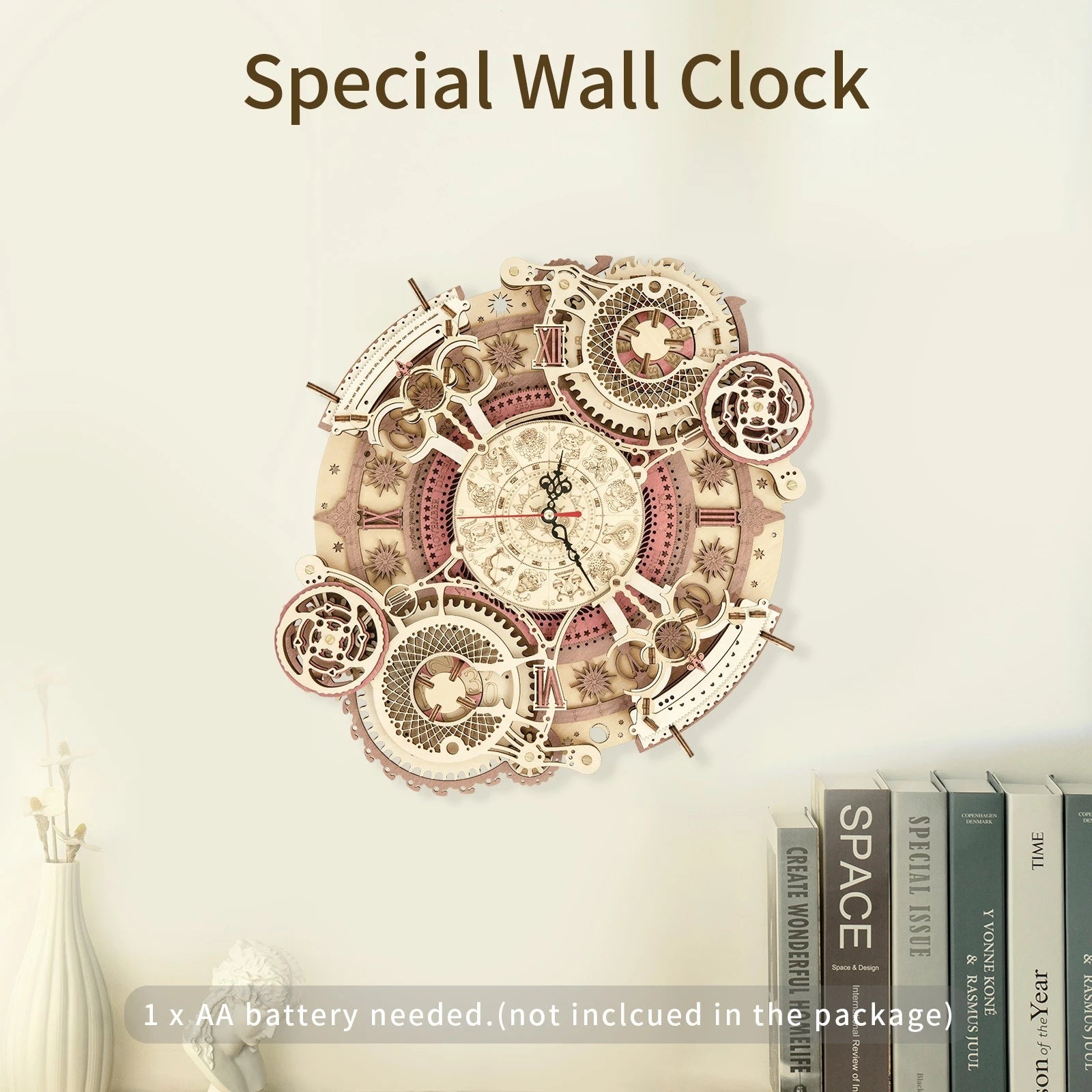 Robotime ROKR Zodiac Wall Clock 3D Wooden Puzzle Model Assembly Toys Gifts for Children Kids Teens LC601 Support Dropshipping - Nyaabs