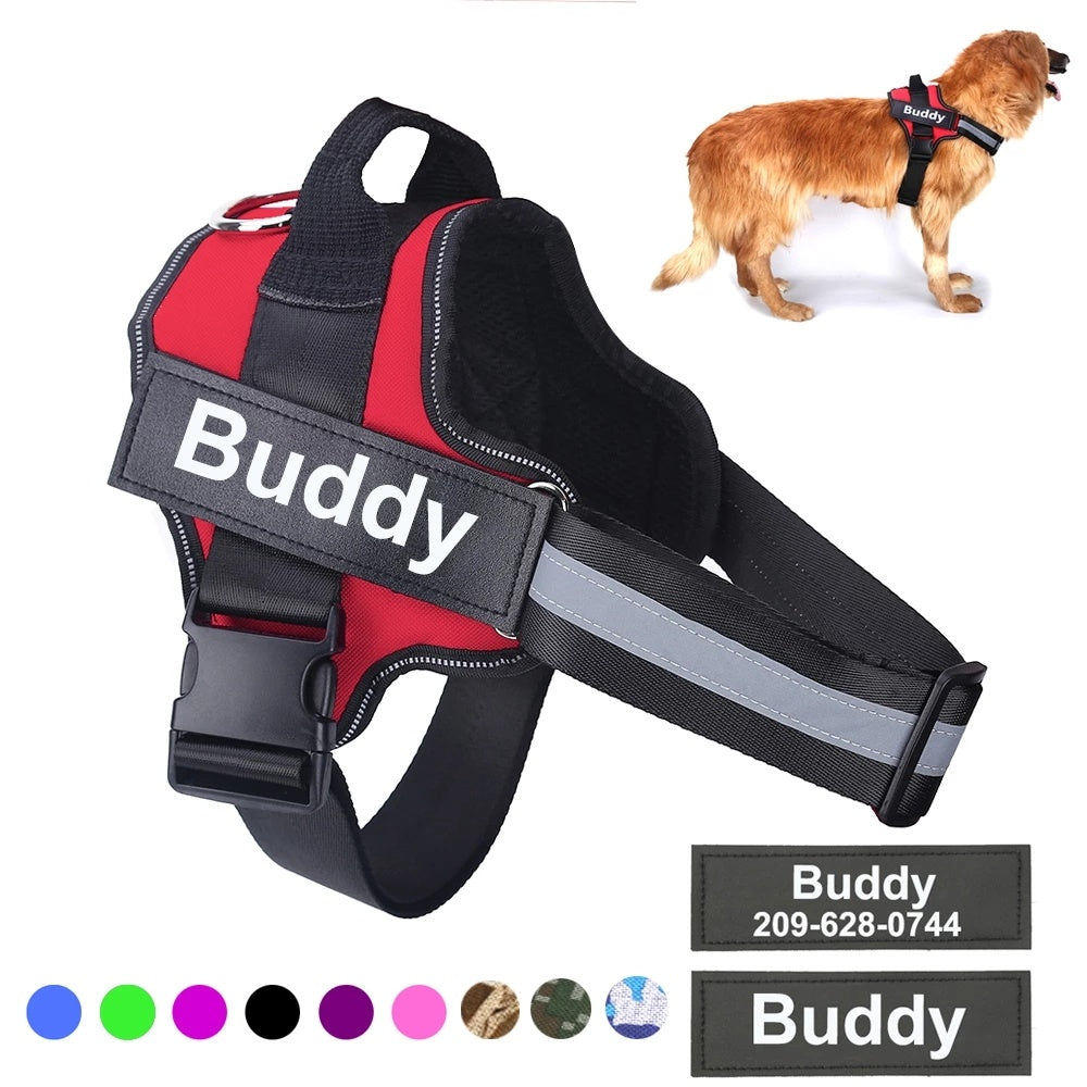 Personalized Dog Harness NO PULL Reflective Breathable Adjustable Pet Harness Vest For Small Large Dog Custom Patch Pet Supplies nyaabs.com