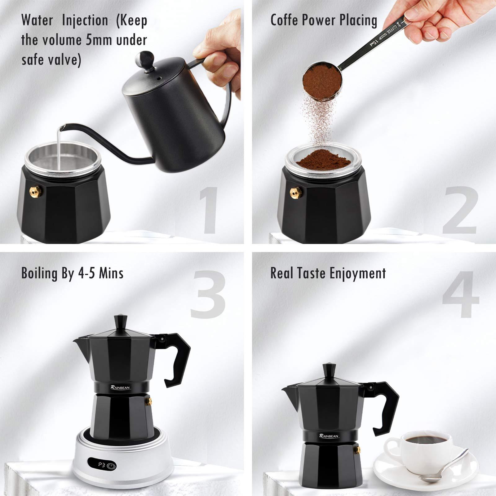 Stovetop Espresso Maker Espresso Cup Moka Pot Classic Cafe Maker Percolator Coffee Maker Italian Espresso for Gas or Electric Aluminum Black Gift package with 2 cups Amazon Platform Banned nyaabs.com