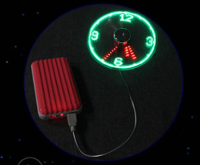 USB Fan Adjustable Mini Flexible Fan LED Light Time Clock Desktop Cool Gadget Time Display - Nyaabs