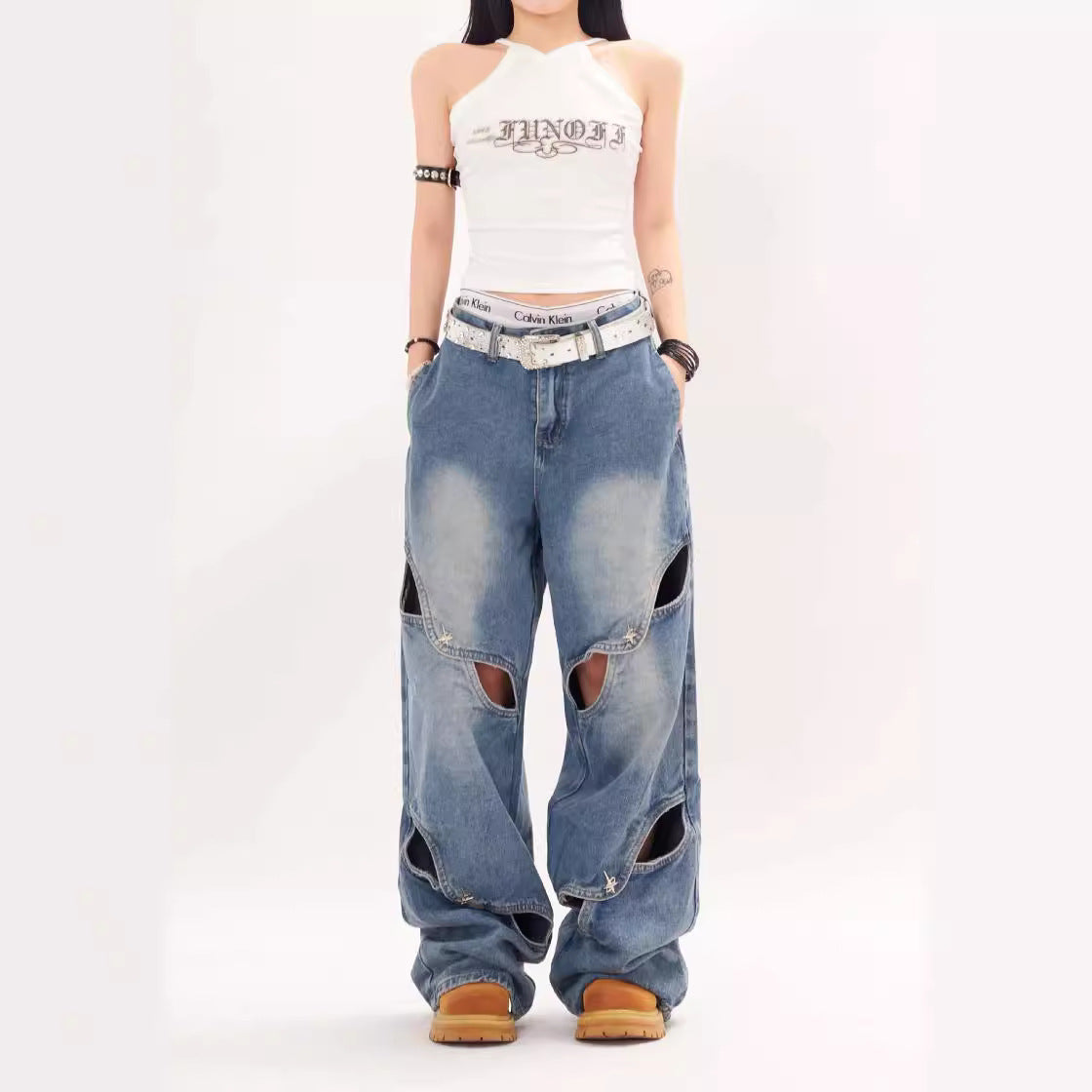 Same Style Fashion Brand Loose Wide-leg Straight Pants - Nyaabs