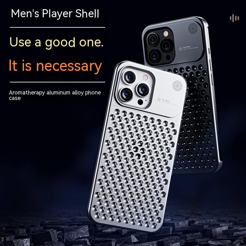 Aluminum Alloy Phone Case For 14 13 Pro Max Plus Hollow Heat Dissipation Anti-fall Full Body Shockproof Phone Cove - Nyaabs