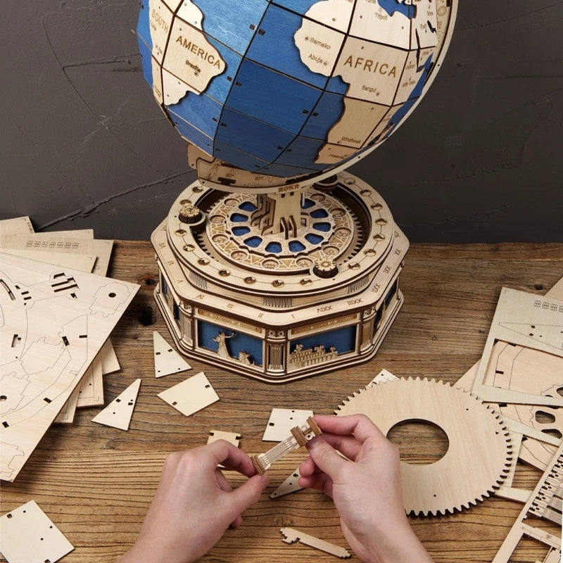 Robotime Globe Earth 567pcs 3D Wooden Puzzle Games Ocean Map Ball Assemble Model Toys Xms Gift for Children Boys Dropshipping - Nyaabs