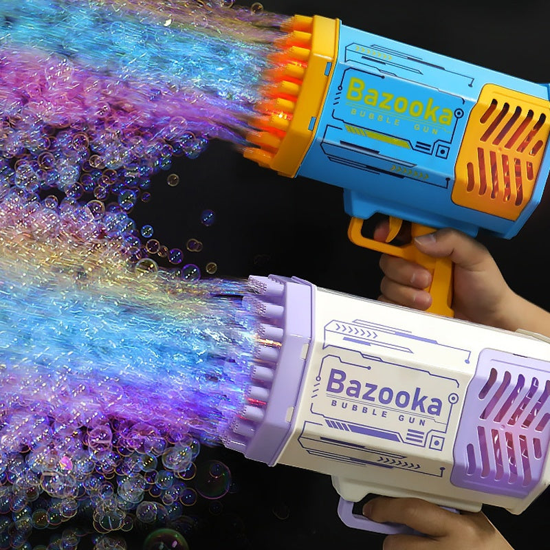 Bubble Gun Rocket 69 Holes Soap Bubbles Machine Gun Shape Automatic Blower With Light Toys For Kids Pomperos - Nyaabs