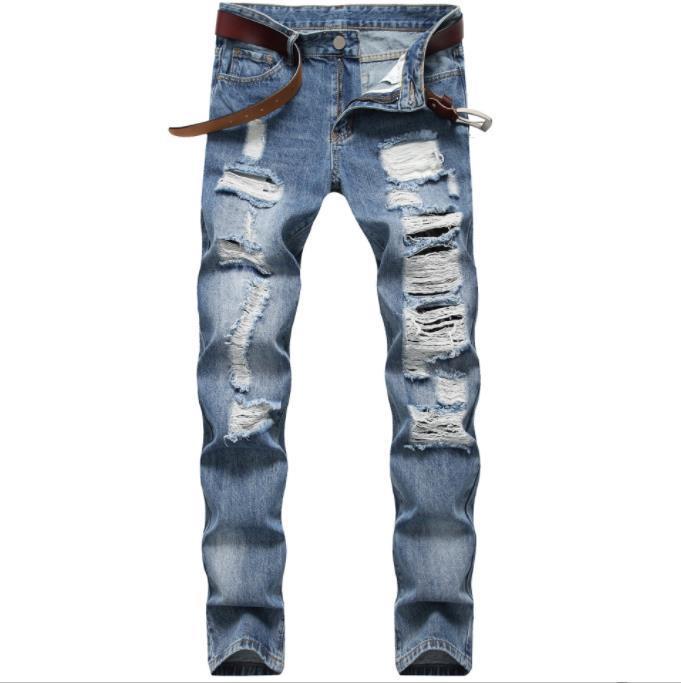 Men's Classic Blue With Holes Jeans - Nyaabs