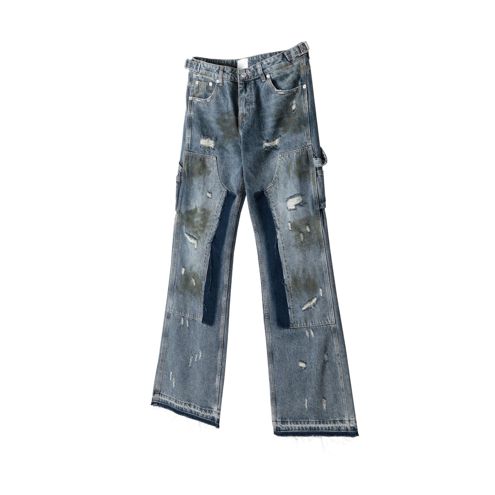 Loose Flared Pants-type Mud Dyed Dirty Jeans - Nyaabs