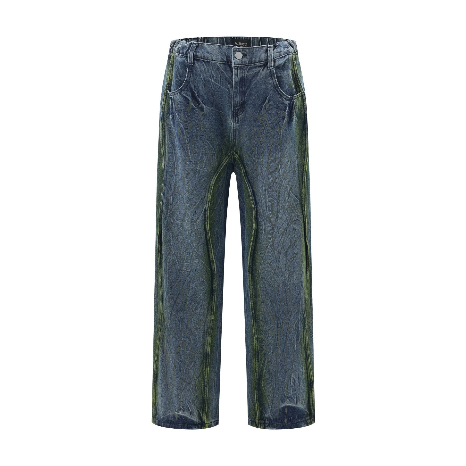 Washed Distressed Tie-dyed Flanging Jeans - Nyaabs