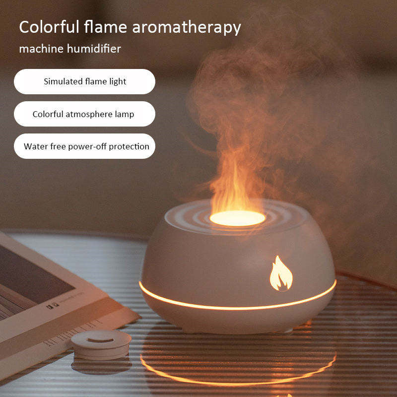 Flame Humidifier Aromatherapy Diffuser 7 Colors Light Home Air Humidifier 130ML USB Room Fragrance Essential Oil Diffuser nyaabs.com