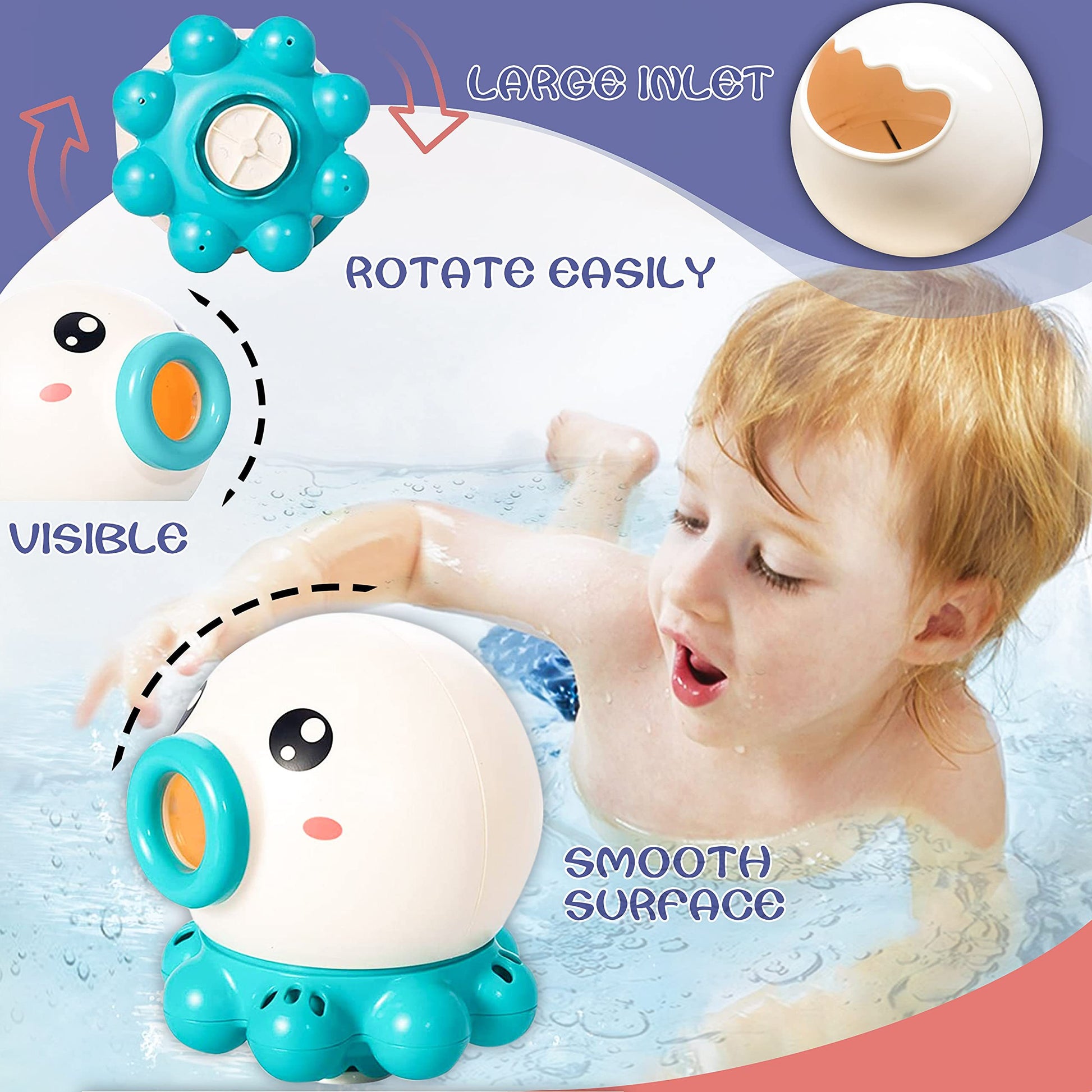 Octopus Fountain Bath Toy Water Jet Rotating Shower Bathroom Toy Summer Water Toys Sprinkler Beach Toys Kids Water Toys - Nyaabs