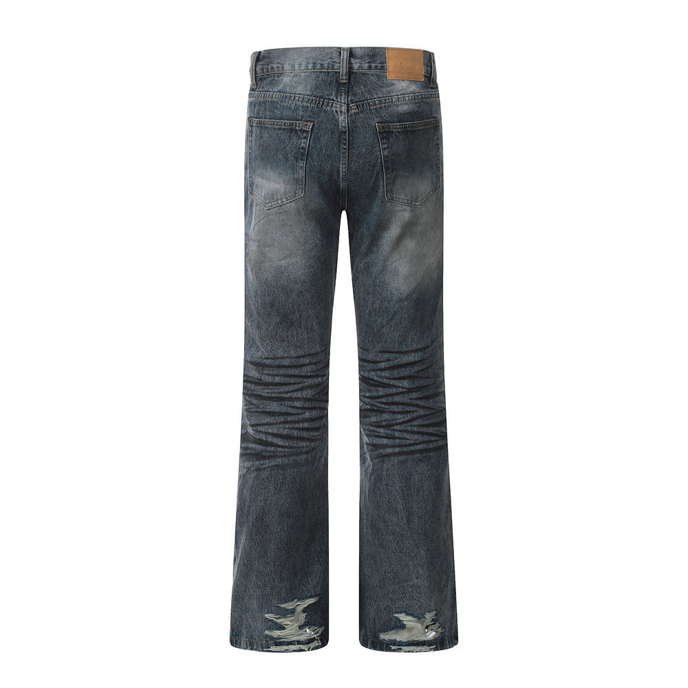 Dirty Spray Painting Denim Trousers Punk Dyeing - Nyaabs