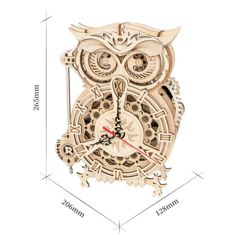 Robotime Rokr Creative DIY Toys 3D Owl Wooden Clock Building Block Kits For Children Christmas Gifts Home Decoration LK503 - Nyaabs