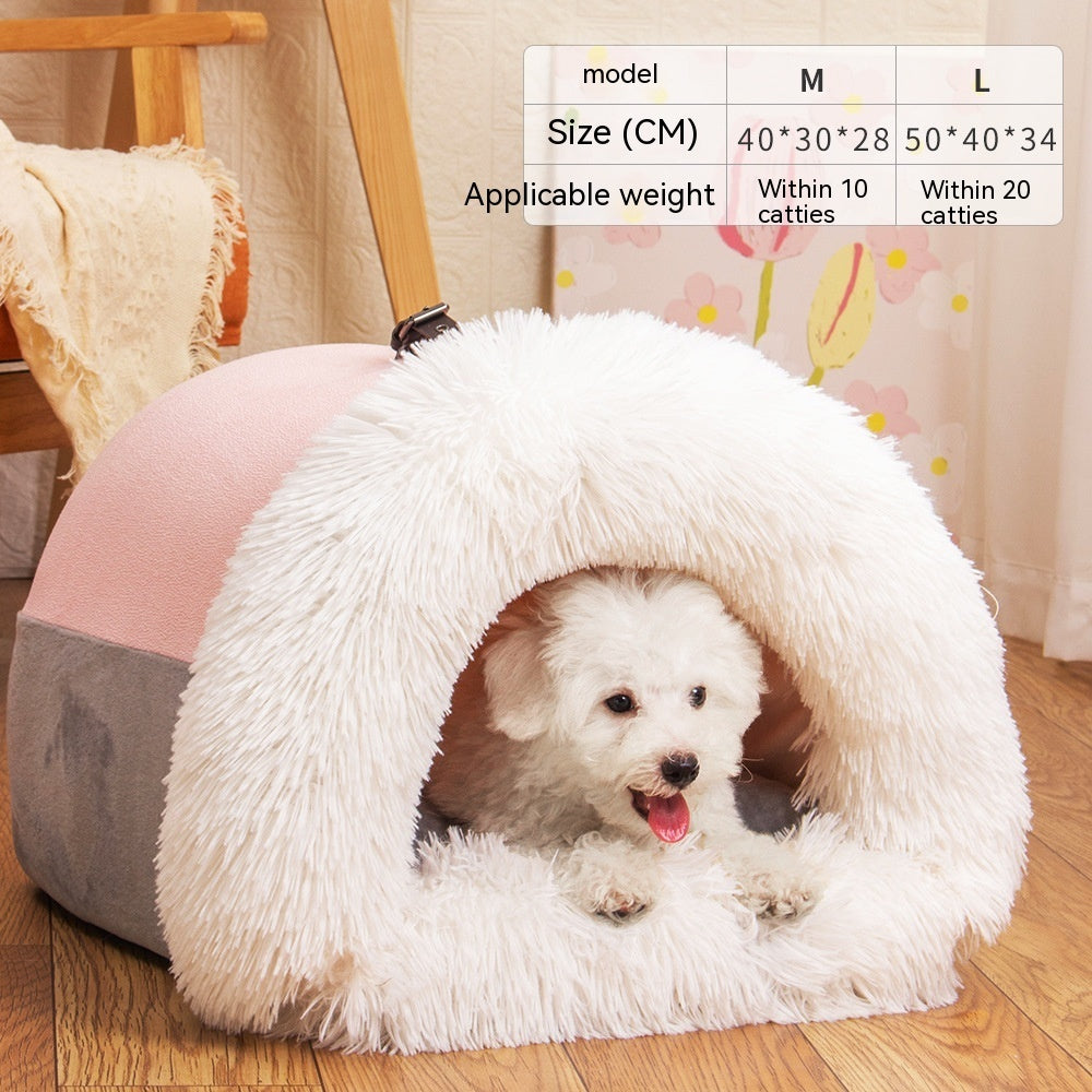 New Splice Portable Pet Nest Portable Autumn And Winter Warm Dog Nest Moisture-proof Long Fur Cat Nest Cross Border Pet Nest nyaabs.com