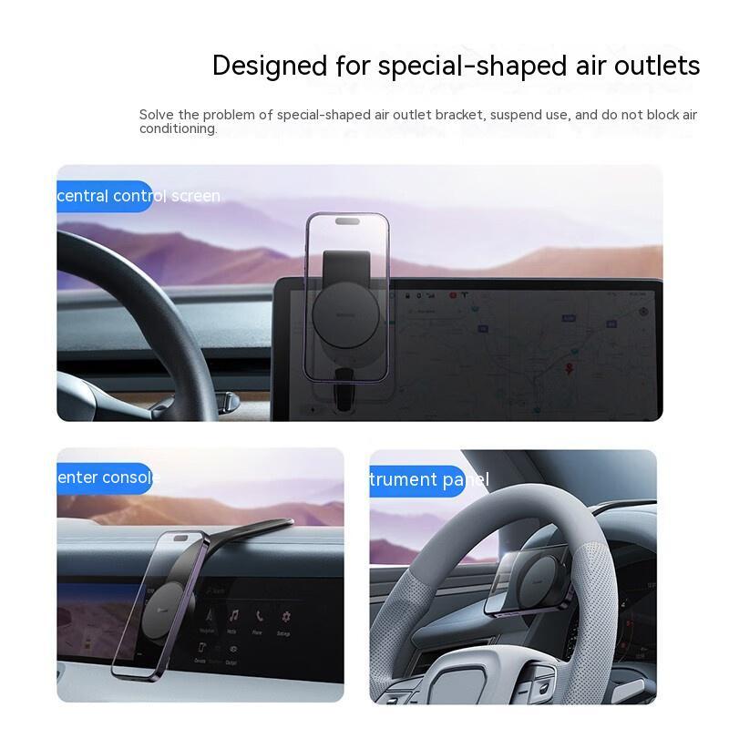 Magnetic Bendable Car Mobile Phone Holder Wireless Charger Phone Holder 15W Car Dash Mount Compatible With Phone - Nyaabs