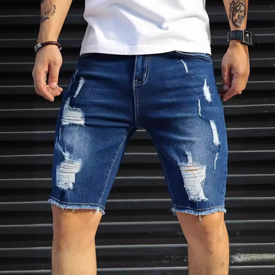 Leisure Ripped Slim Fit Denim Shorts - Nyaabs